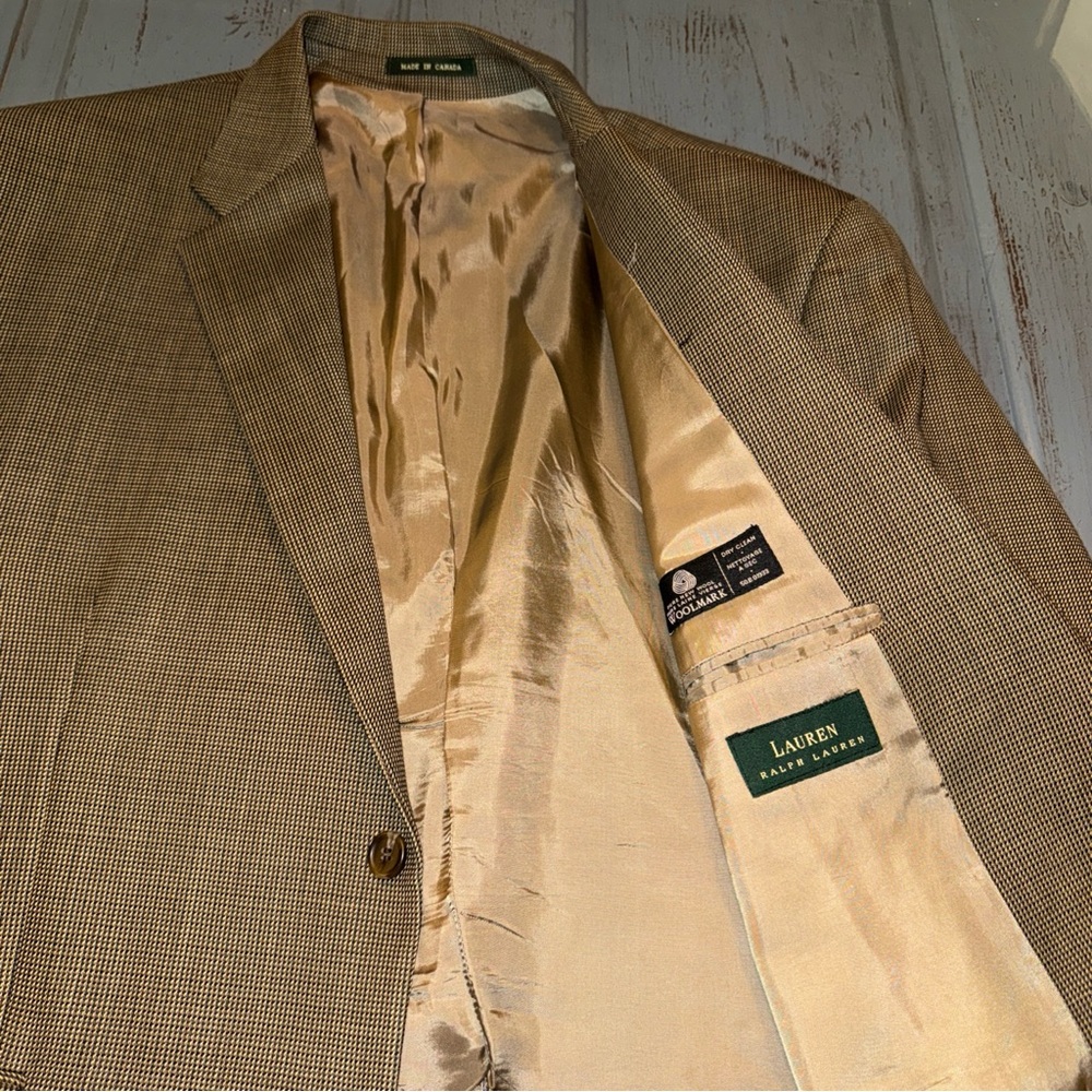 Ralph‎ Lauren Men's Pure Wool Blazer 100% Lambs'Wool Blazer Made In Canada 46R